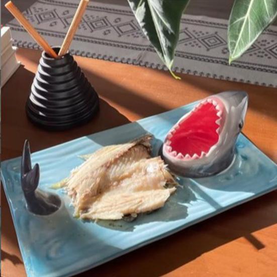 Тарелка для суши Керамический поднос для суши в форме акулы Поднос для сервировки суши-лодки