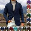Men's Solid-color Suit Collar Knitted Cardigan Outerwear Casual Sweater