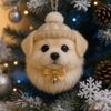 Pom-Pom Pet Ornament 2D Acrylic Cute Dog Christmas Ornament Cartoon Furry Pet Shaped Xmas Tree Hanging Decor for Holiday Party Supplies