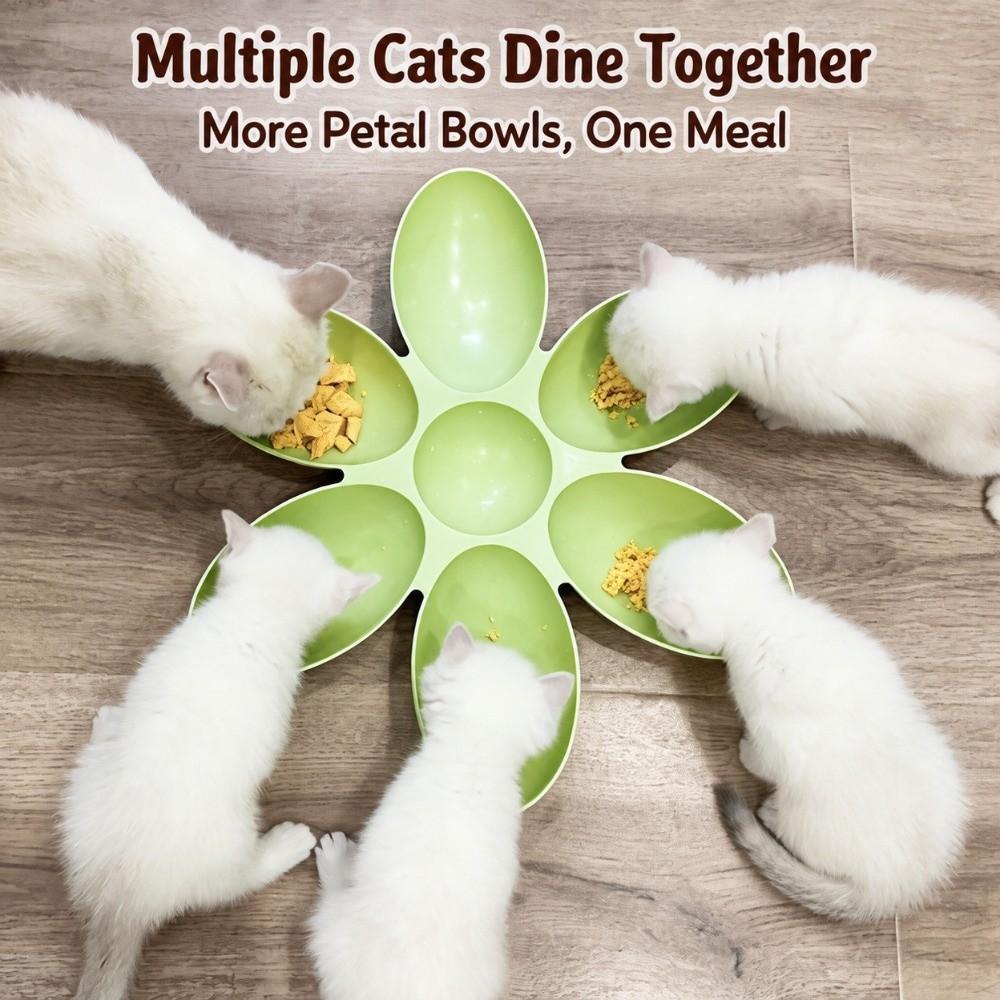 Multi-Compartment Cat Food Bowl 6-Petal Flower Feeding Dish Upgrade Pet Food Bowl Cat Dog
