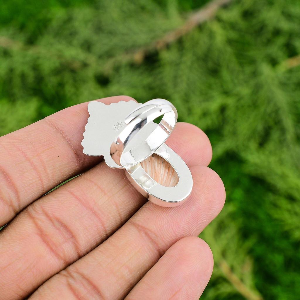 Oval Scolecite Gemstone 925 Sterling Silver Engagement Crown Chakra Elegant Ring