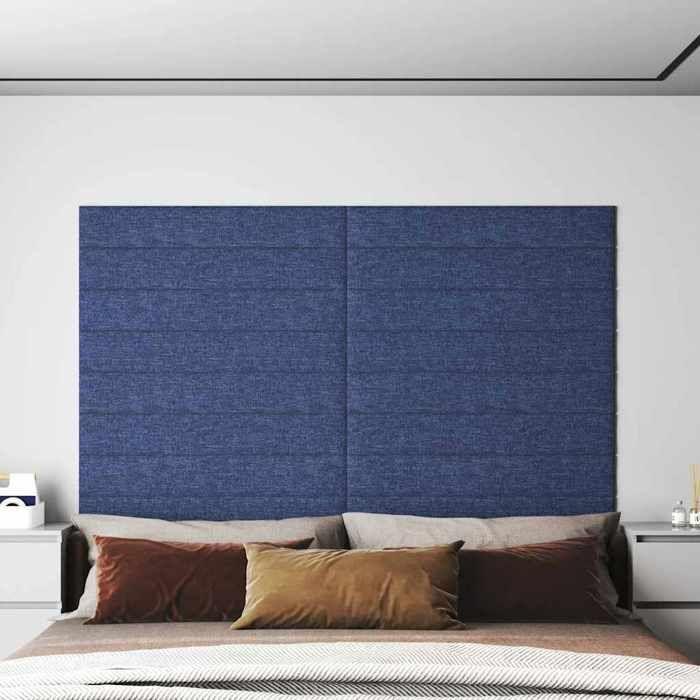 VidaXL Wall Panels 12 Pcs Blue 90x15 Cm Fabric 1.62 M² 343882
