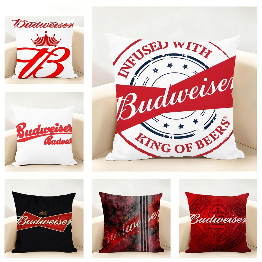 Beer Brand BBudweiser BBudvar Czech Cushion Cover Linen Pillowcase Soft for Sofa Bed Home Room Decor
