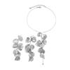 Exaggerated Ginkgo Leaf Tassel Necklace Elegant Jewelry Set Punk Ginkgo Leaf Tassel Earrings  Women