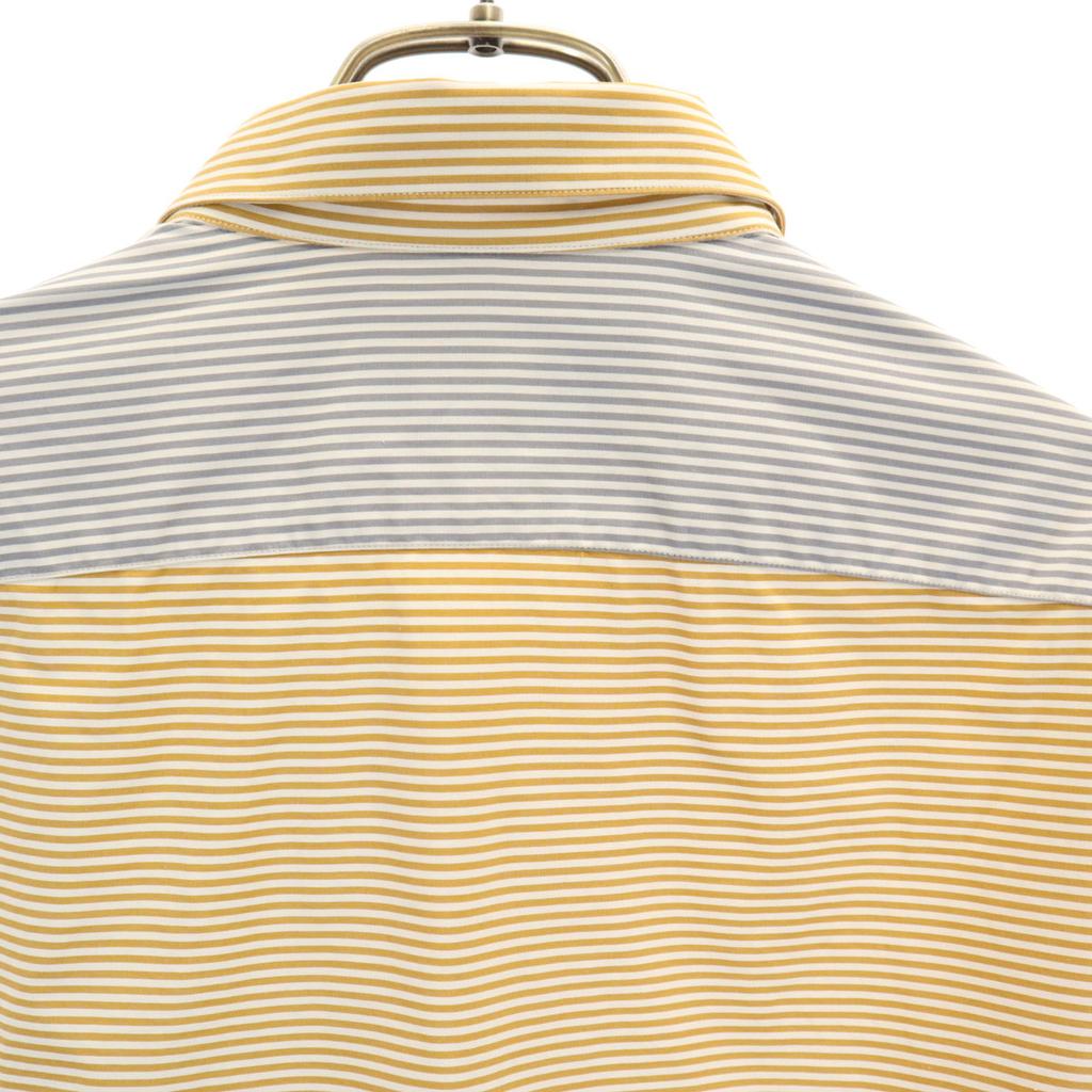 Salvatore Ferragamo Made In Italy Border Stripe Pattern Long Sleeve Shirt Men's Used