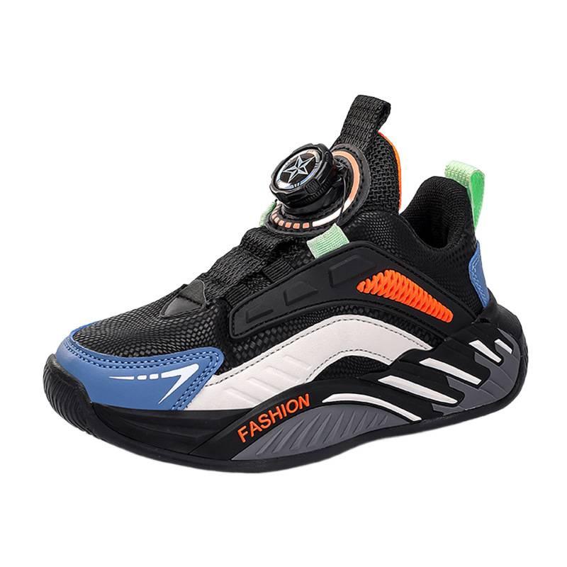 Детская обувь Мальчики 2025 Весна и Осень Кроссовки с поворотной пряжкой Кожаные водонепроницаемые для учеников начальной школы Беговые кроссовки для детей старшего возраста