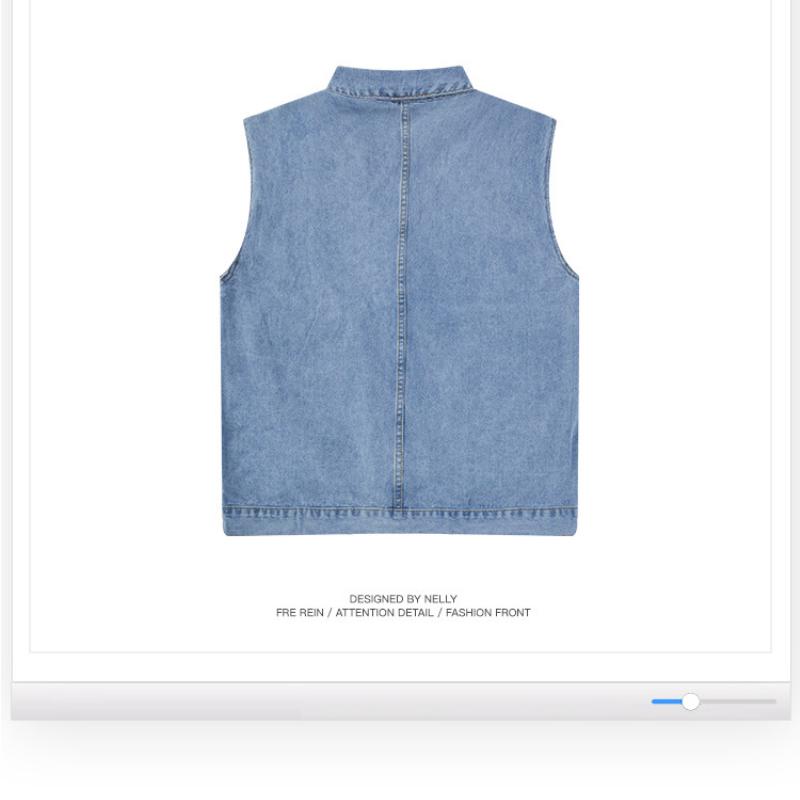 Men's Workwear Denim Vest Spring and Autumn Jacket Bf Y2k Style Loose Sleeveless Vest Men Clothing