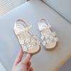 Little Girls Summer Shoes with Beads Princess Sweet Kids Floral Sandals Open Toes Anti-skid Size 21-30 Hook & Loop Bohemian Cute