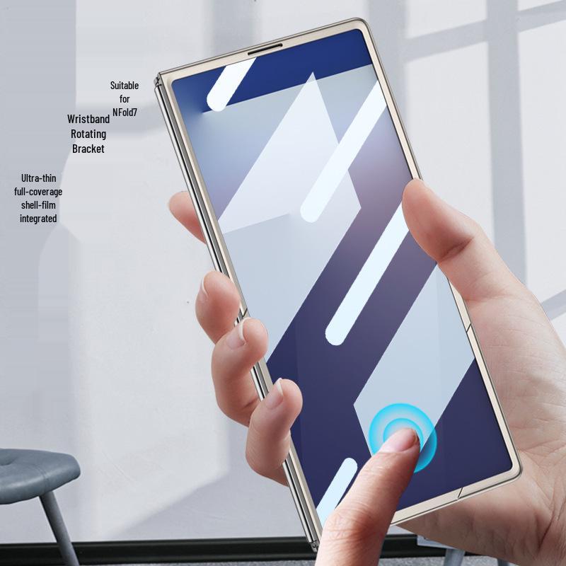 Чехол-подставка с ремешком для Samsung Z Fold7 - Однотонный, Улучшенная защита, Полное покрытие, Деловой стиль.