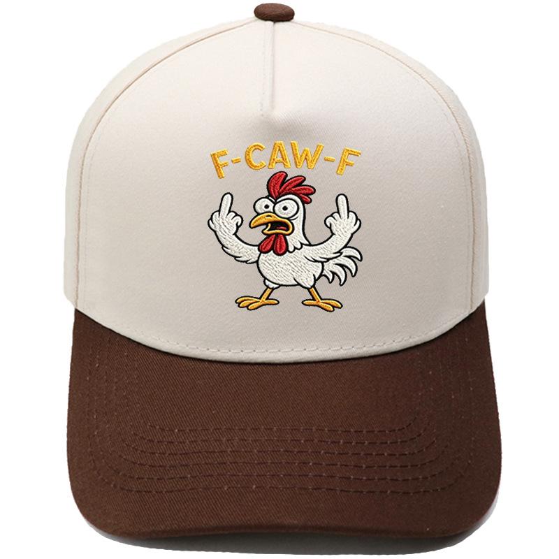 F-CAW-F Angry Cock Embroidered Truck Driver Hat Color Matching Fun Men's and Women's Casual Shade Baseball Cap