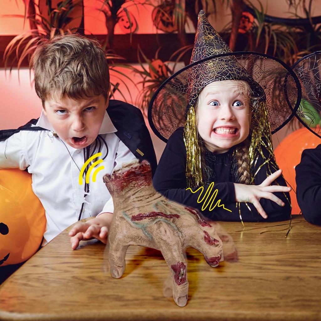 Halloween Animatronics Crawling Hand Decorations, Sound Activated With Creepy Sound, Scary Motion Haunted House Holiday Severed Hand Decor Horror Prop