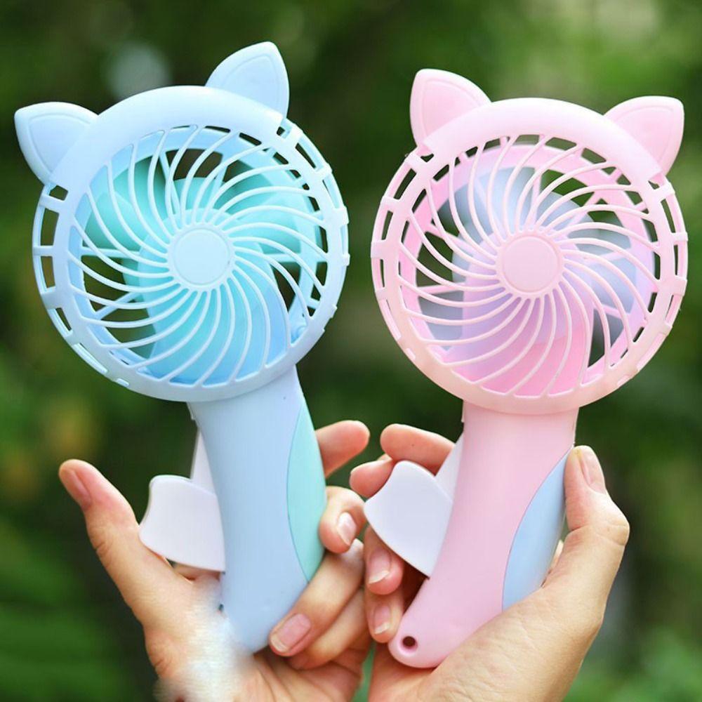 Cute Cartoon Handheld Fan Mini Pocket Fan Summer Cooling Fan Manual Press Fan  Kids