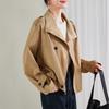 Double Breasted Stand Up Collar Casual Jacket for Women