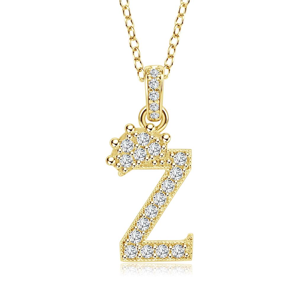Gold-Plated Zircon Crown Letter Pendant Necklace - Women's Versatile Choker