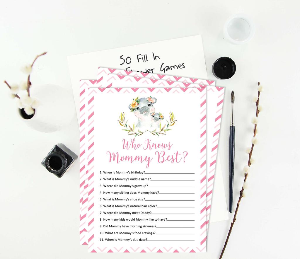 Inkdotpot Игровой набор Baby Shower из 50 игр BabyA AlphabetA ABCA Игра Бегемот Девочка Пол Нейтральная Вечеринка