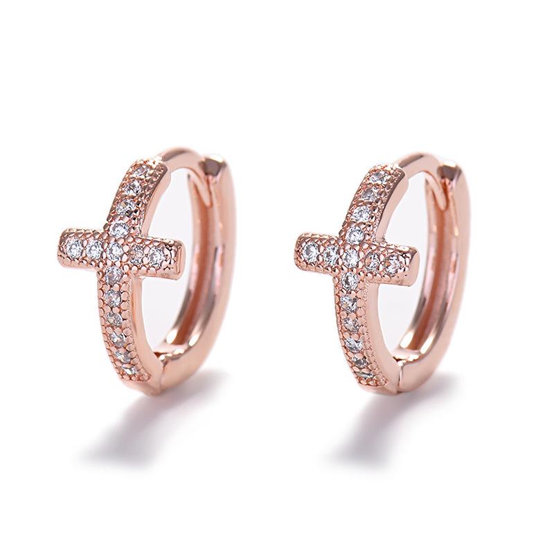 Серьга-клипса для хряща уха с rhinestone-крестом в корейском стиле (унисекс)