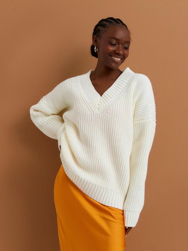 049 Women's V-Neck Loose Sweater: New Autumn/Winter, European American Style