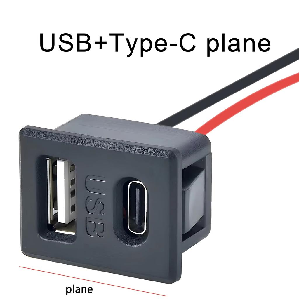 Двухслойное USB-гнездо типа Type-C с разъемом для кабеля, USB-розетка для зарядки и питания электроники