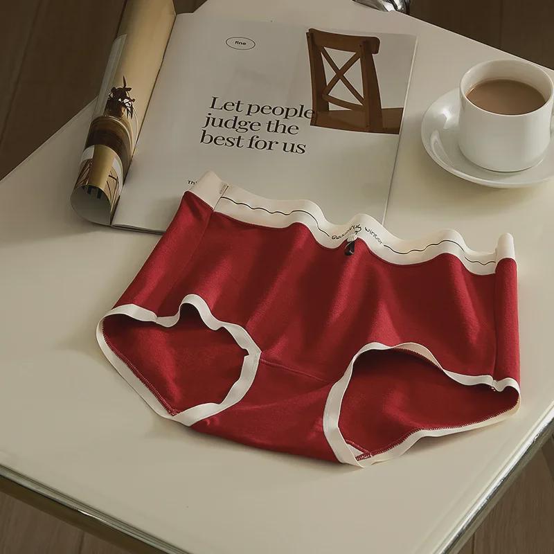 Ankola Red Baby-Grade Long-Staple Cotton Mid-High Waist Underwear - Zodiac Year Marriage Good Luck Edition