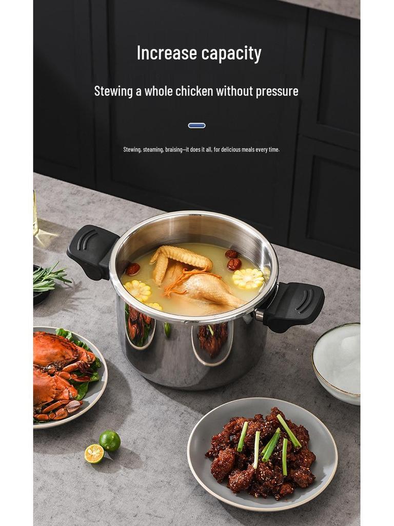 304 Трехслойная сталь Толстая скороварка - Большая вместимость, Взрывобезопасная конструкция для газовой и индукционной готовки