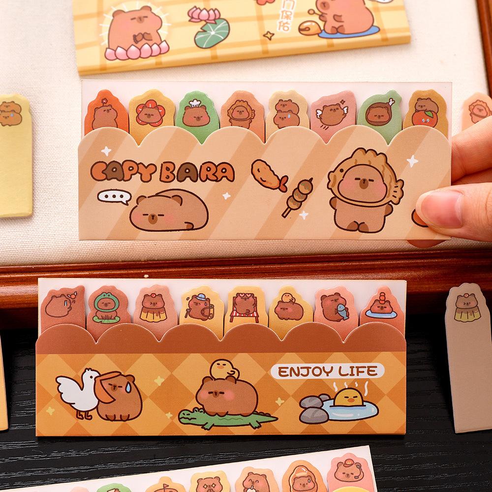 1 Piece Kawaii Stationery Kapibala Cartoon Marker Memo Pad Capybara Bookmark Flags Index Tab Sticky Notes Stickers