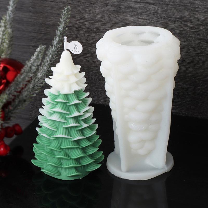 Stacked Leaves Santa Tree Resin Mould Bubble Stripe Plant Candle Soap Silicone Mold Pine Cones Christmas Gifts Party Cake Decor
