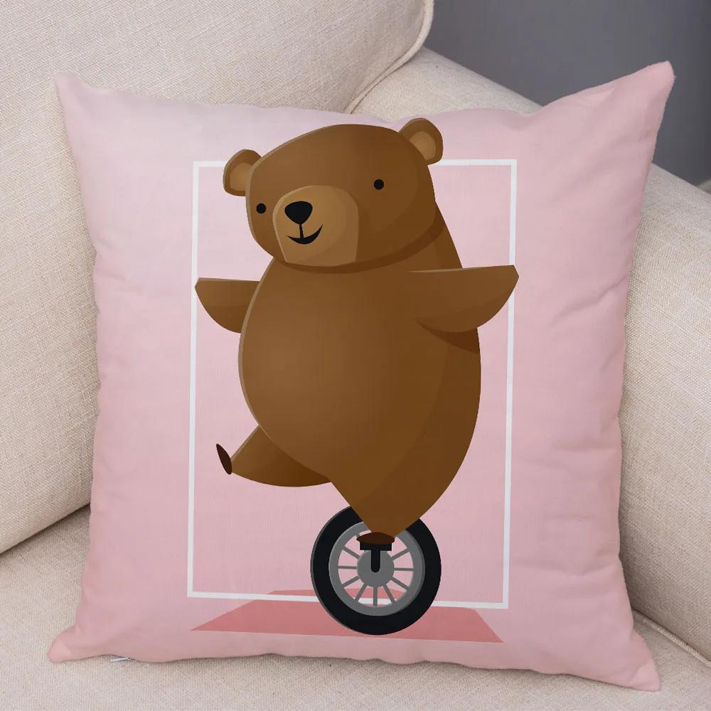 Милый мультяшный животный декор, наволочка, свинья, медведь, корова, акула, диван, наволочка для комнаты, детский сад, дом