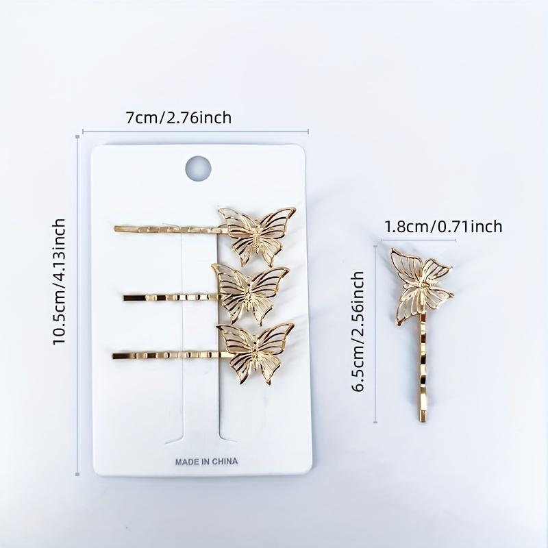 A Pack of 4 Hollow Butterfly Hairpins, Each Measuring 2.56 Inch