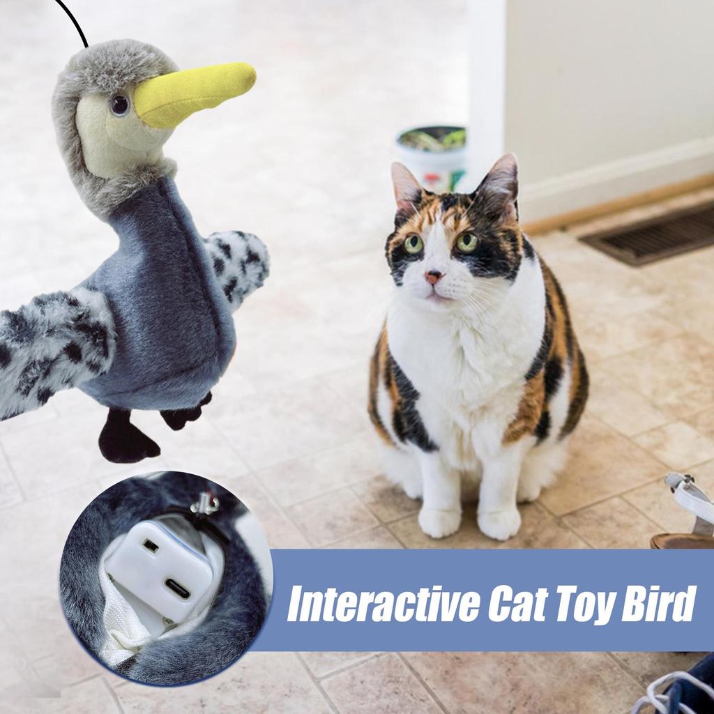 Interactive Cat Toy Cat Toys Beating Wings Duck Rechargeable Plush Smart Touch-Activated Electric Flapping Simulation For Kitten