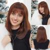HAIRCUBE Коричневый медный парик из смеси человеческих волос Боб Короткий прямой синтетический парик с челкой из натуральных волос для женщин Термостойкий
