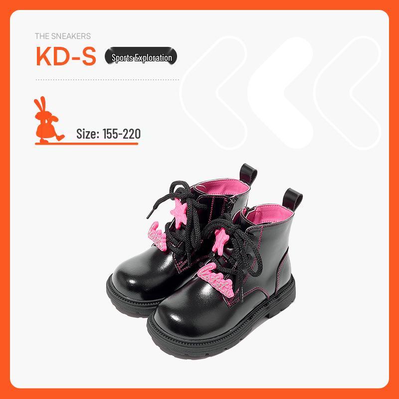 Carter Rabbit Velvet Black Winter Girls' High-Top Leather Boots X4CK013