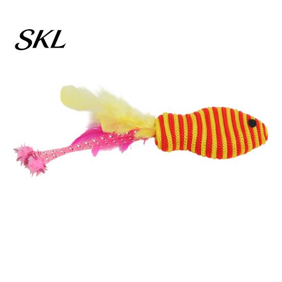 Bite-resistant Cat Toy Fish Shape Toy, Cotton Rope Lightweight with Hose Durable Feather Tassel Design, Wear-Resistant Scratch-Resistant Relieves