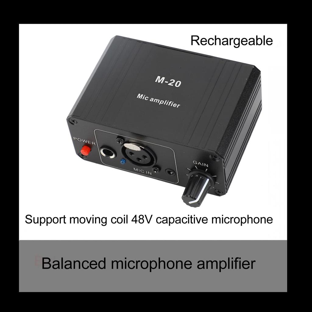 Microphone High Gain Microphone Booster Preamp with 48V Phantom Power for Dynamic and Condenser XLR Output Microphone Preamp for Low Noise Preamp,