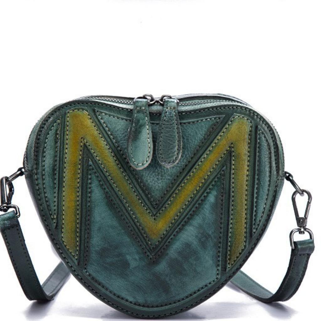 Сумочка Креативная сумка через плечо в форме сердца Ретро М слово круглая сумка ручной работы