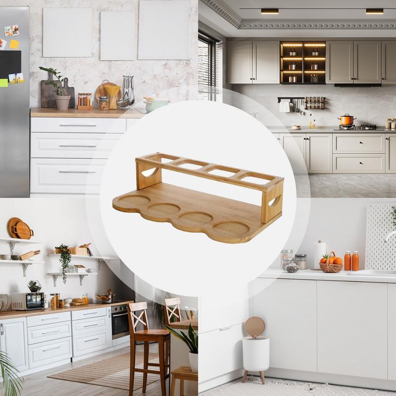 Oil Bottle Rack 2 Tier Olive Oil Rack Organizer for Cabinet Wooden Kitchen Bottle Organizer Oil Vinegar Bottle Storage Display