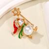 1PC Fashion Snowman Snowflake Brooch Christmas Rhinestone Alloy Creative Shining Cute Charming