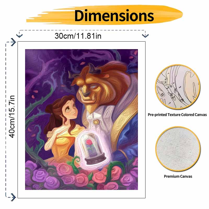 Disney Beauty and the Beast oil painting art handmade diy painting home decoration gift
