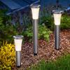 GWSOLAR Stainless Steel Pole Solar Lights [3 HeightsSet of 3] Warm White LED, Stylish and Modern Light  Light Sensor Automatically OnOff At Night 