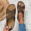 New Women's Casual Round Toe Cross Strap Hollow Wedge Heel Slippers