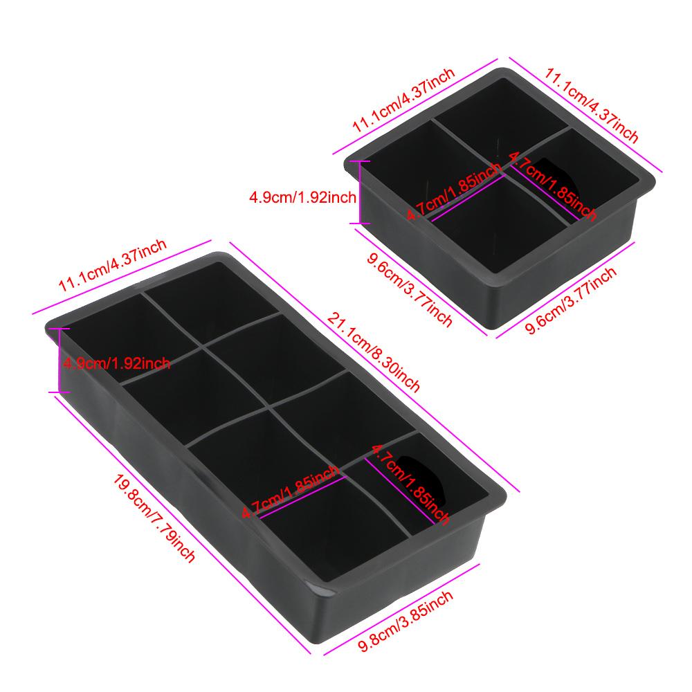 Форма для льда на 4/8 ячеек, силиконовая форма для кубиков льда, для мороженого, конфет, торта, пудинга, шоколада, кухонные инструменты своими руками, квадратная форма для больших кубиков льда