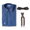 Code Groom Accessories Set Wing Collar Shirt Bow Tie Suspenders Choose from 40 Combinations Stylish Groom Set Black Navy Red Silver Shirt Blue Bow