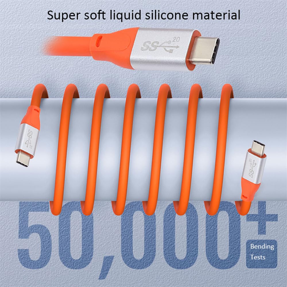 Кабель cablecc 20 Гбит/с 100 Вт USB Сверхвысокий USB Гипергибкий 50 см Кабель «папа-папа», Мягкий, Гибкий, 8K, 5K, 4K, 4.0, Шнур,