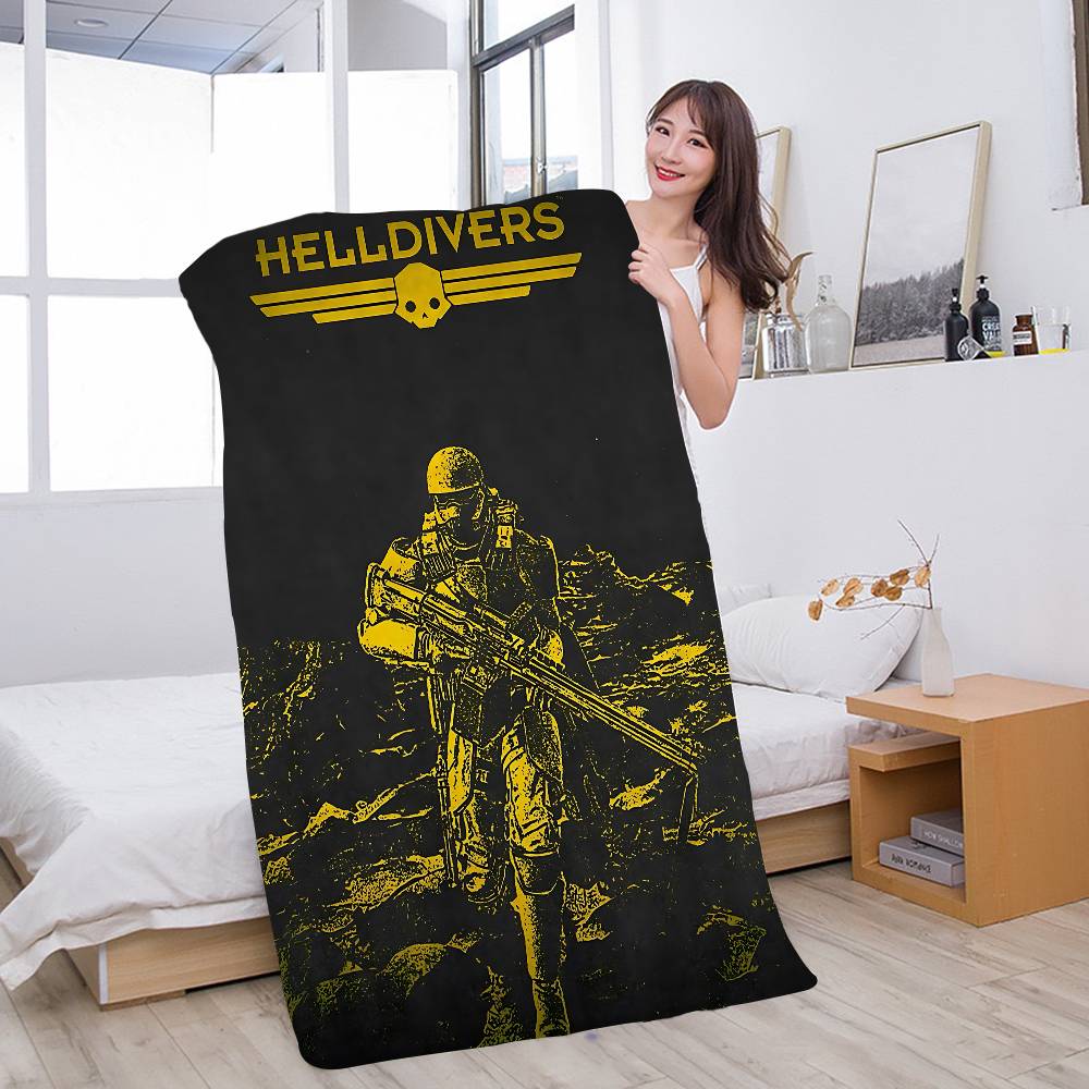Игровое одеяло Helldiver 2 из микрофибры, быстросохнущие пляжные полотенца, большой размер с принтом, супервпитывающее полотенце-одеяло для бассейна