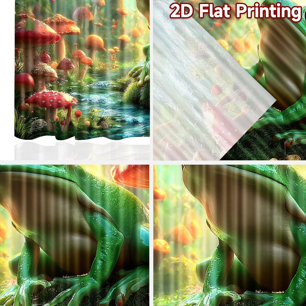 2D flat printing 2pcs Window Drapes Enchanted Forest Frog Stream Butterflies Digital Printed Polyester Drapes Seasonal Party &