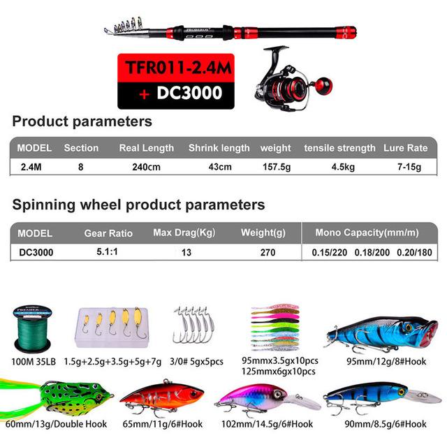 Новый рыболовный набор, комбинированная телескопическая удочка 1,8-3,6 м, карбоновая дорожная удочка с вращающейся катушкой, крючок для наживки, рыболовная сумка, подходит для летней пески