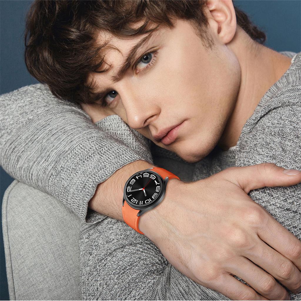 For Samsung Watch FE 40mm/Watch4 Classic Active/Watch 5/Watch6 Classic Silicone+Leather Band Smartwatch Strap