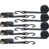 Ratchet Tie-Down Belts, 2m X 2.5cm Wide, Set of 4, Load-Securing Straps, 800kg Breaking Load Capacity Per Strap, Maximum Load Capacity of 225kg,