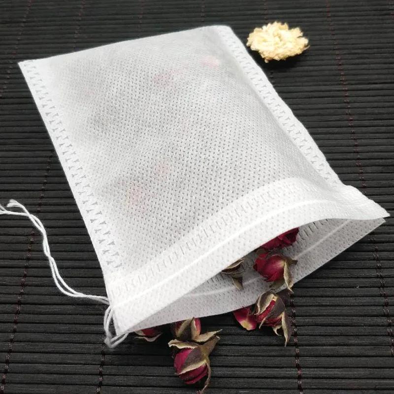100 Pcs Empty Loose Tea Bag Scented Tea Bags Drawstring Pouch Bag Seal Filter for Herb Spice Household Accessories Supplies
