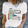 Fashion Women Minimalist Travel Crown Print T Shirt Funny Casual O-neck Short Sleeves T-shirt Summer Female Tee Shirt