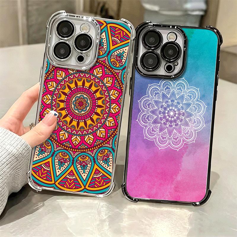Чехол для телефона в стиле мандалы с покрытием для Iphone 16 17 Pro Max Air 16E 14 15 Plus 12 13 Mini, противоударный чехол с подушками безопасности